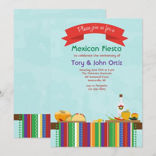 Mexicaanse voedseluitnodiging kaart (Voorkant / Achterkant)