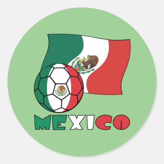 Mexicaanse Voetbal en Vlag Ronde Sticker (Voorkant)
