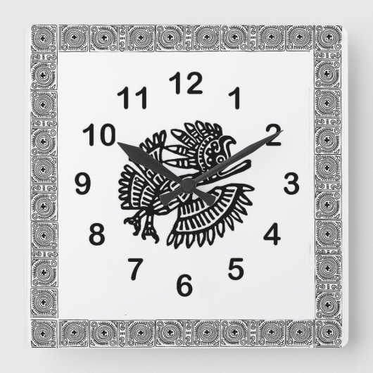 Mexicaanse vogelmotif wandklok (Voorkant)