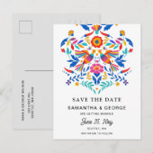 Mexicaanse Vogels Otomi Floral Fiesta Bewaar de da Aankondigingskaart (Voorkant / Achterkant)