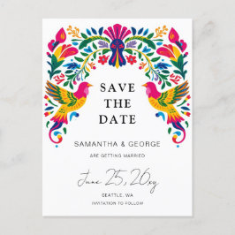 Mexicaanse Vogels Otomi Floral Fiesta Bewaar de da Aankondigingskaart