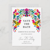 Mexicaanse Vogels Otomi Floral Fiesta Bewaar de da Aankondigingskaart (Voorkant / Achterkant)