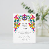 Mexicaanse Vogels Otomi Floral Fiesta Bewaar de da Aankondigingskaart (Staand voorkant)