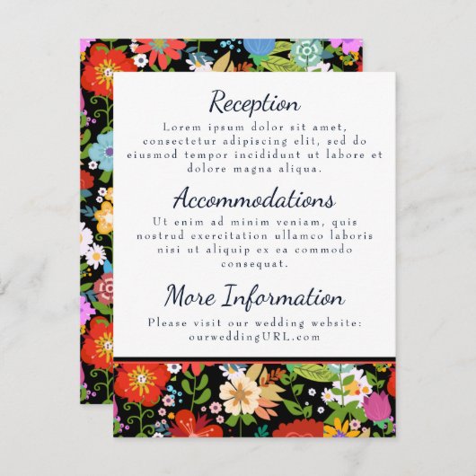 Mexicaanse volks kunst bruiloft informatiekaartje (Voorkant / Achterkant)