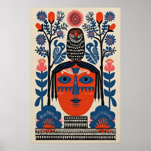 Mexicaanse volks kunst uil print boho stam thuis 1 (Voorkant)