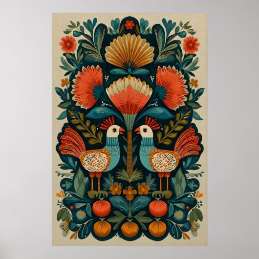 Mexicaanse volks kunst vogels Giclée print Boom de (Voorkant)