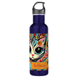 Mexicaanse volkskunst Abstracte kitty cat geperson Waterfles