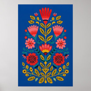Mexicaanse volkskunst bloemig Giclée print kleurri