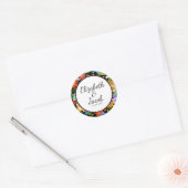 Mexicaanse volkskunst bruiloft ronde sticker (Envelop)