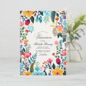 Mexicaanse volkskunst Floral Quinceañera Foto Kaart (Staand voorkant)