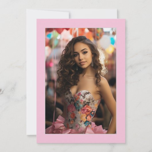 Mexicaanse volkskunst Floral Quinceañera Foto Kaart (Achterkant)