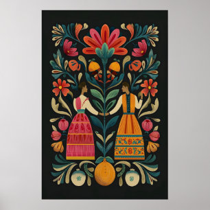 Mexicaanse volkskunst Giclée print Boom des Levens