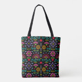 Mexicaanse volkskunst, kleurrijk naadloos patroon. tote bag (Achterkant)
