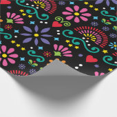 Mexicaanse volkskunst naadloos patroon, kleurrijk  cadeaupapier (Hoek)