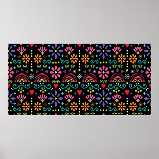 Mexicaanse volkskunst naadloos patroon, kleurrijk poster (Voorkant)