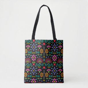 Mexicaanse volkskunst naadloos patroon, kleurrijk  tote bag