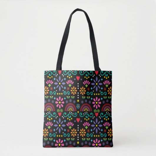 Mexicaanse volkskunst naadloos patroon, kleurrijk  tote bag (Voorkant)
