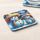 Mexicaanse Volkskunst Sneeuwmannen Sneeuwman Sneeu Bier Onderzetter (Linkerzijde)