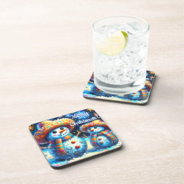 Mexicaanse Volkskunst Sneeuwmannen Sneeuwman Sneeu Bier Onderzetter