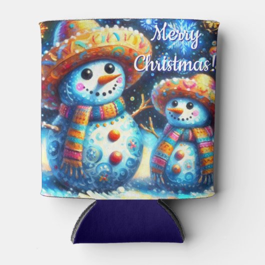 Mexicaanse Volkskunst Sneeuwmannen Sneeuwman Sneeu Blikjeskoeler (Voorkant)