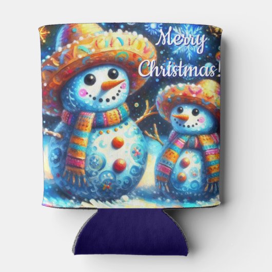 Mexicaanse Volkskunst Sneeuwmannen Sneeuwman Sneeu Blikjeskoeler (Achterkant)