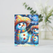 Mexicaanse Volkskunst Sneeuwmannen Sneeuwman Sneeu Briefkaart (Staand voorkant)