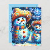 Mexicaanse Volkskunst Sneeuwmannen Sneeuwman Sneeu Briefkaart (Voorkant / Achterkant)
