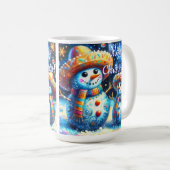 Mexicaanse Volkskunst Sneeuwmannen Sneeuwman Sneeu Koffiemok (Voorkant rechts)