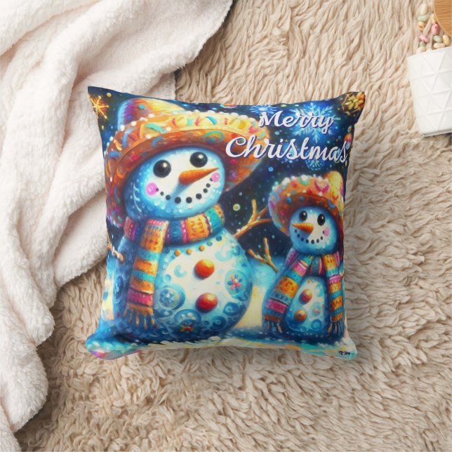 Mexicaanse Volkskunst Sneeuwmannen Sneeuwman Sneeu Kussen (Deken)