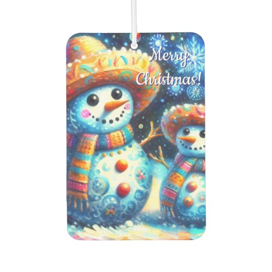 Mexicaanse Volkskunst Sneeuwmannen Sneeuwman Sneeu Luchtverfrisser (Voorkant)