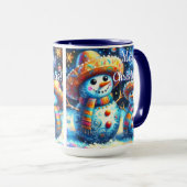 Mexicaanse Volkskunst Sneeuwmannen Sneeuwman Sneeu Mok (Voorkant rechts)