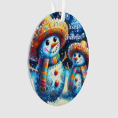 Mexicaanse Volkskunst Sneeuwmannen Sneeuwman Sneeu Ornament (voorkant)