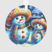 Mexicaanse Volkskunst Sneeuwmannen Sneeuwman Sneeu Ornament (achterkant)