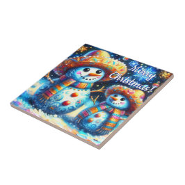 Mexicaanse Volkskunst Sneeuwmannen Sneeuwman Sneeu Tegeltje