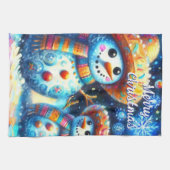 Mexicaanse Volkskunst Sneeuwmannen Sneeuwman Sneeu Theedoek (Horizontaal)