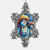 Mexicaanse Volkskunst Sneeuwmannen Sneeuwman Sneeu Tin Sneeuwvlok Ornament (Links)