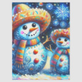 Mexicaanse volkskunst Snowmen Snowman Decoupage Tissuepapier (Voorkant)