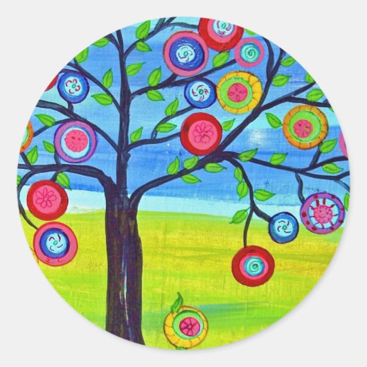 Mexicaanse volkskunst stijl Tree of Life Ronde Sticker (Voorkant)