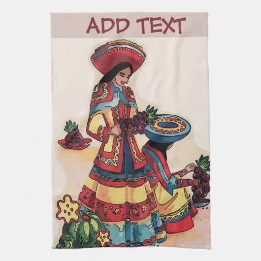 Mexicaanse vrouwelijke muuraan theedoek (Verticaal)