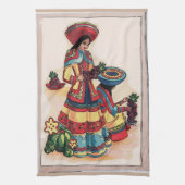 Mexicaanse vrouwelijke muuraan theedoek (Verticaal)