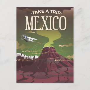Mexicaanse vulkaan vintage reisposter briefkaart