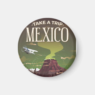 Mexicaanse vulkaan vintage reisposter magneet