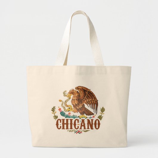 Mexicaanse wapenstilstand Chicano Grote Tote Bag (Voorkant)