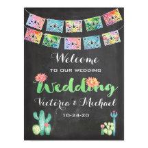 Mexicaanse Waterverf cactus banner Wedding Sign