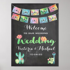 Mexicaanse Waterverf cactus banner Wedding Sign Poster