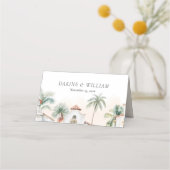 Mexicaanse Waterverf Cactus Palm Tree Wedding Plaatskaartje (Achterkant)