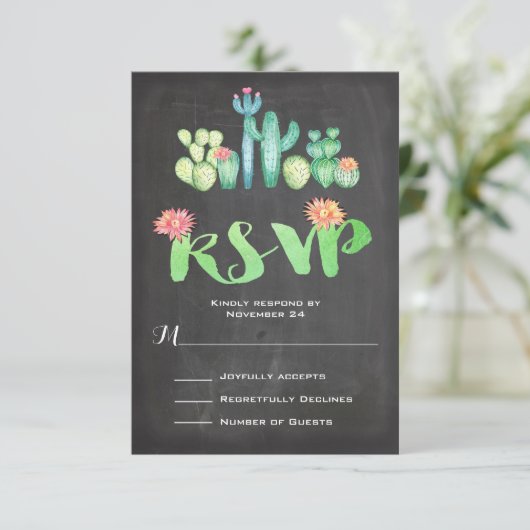 Mexicaanse Waterverf Cactus RSVP (Staand voorkant)