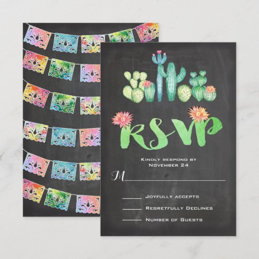 Mexicaanse Waterverf Cactus RSVP (Voorkant / Achterkant)