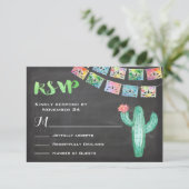 Mexicaanse Waterverf Cactus RSVP-kaart RSVP Kaartje (Staand voorkant)
