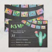 Mexicaanse Waterverf Cactus RSVP-kaart RSVP Kaartje (Voorkant / Achterkant)